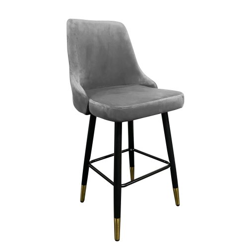 Σκαμπό Bar ArteLibre COBB Με Πλάτη Γκρι Βελούδο/Μέταλλο 49x53x100cm
