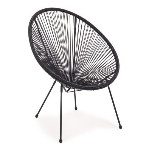 Πολυθρόνα ArteLibre Rattan Saturn Μαύρο 72x78x89cm