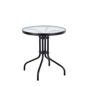 Τραπεζάκι Κήπου ArteLibre ALBIUS Γκρι Rattan/Μέταλλο/Γυαλί Φ50x35cm