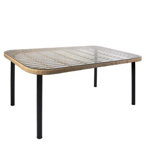 Τραπεζάκι Κήπου ArteLibre ALBIUS Γκρι Rattan/Μέταλλο/Γυαλί Φ50x35cm