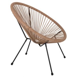Καναπές Κήπου ArteLibre ARVENIUS Φυσικό/Μαύρο Rattan 124x57x77cm