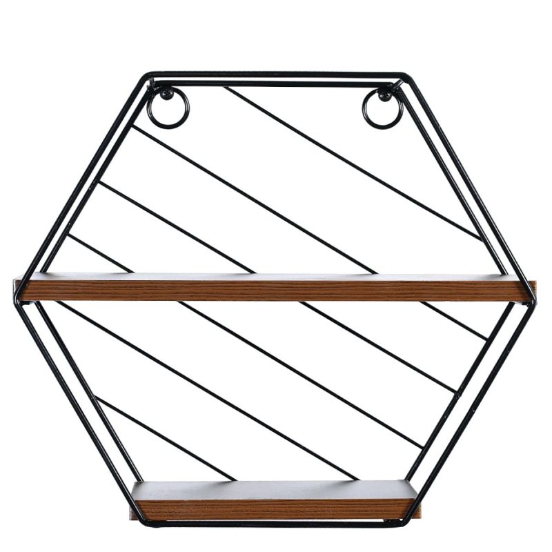 Ράφι Τοίχου ArteLibre SALERNO Μαύρο/Καφέ MDF/Μέταλλο 31x11x27cm