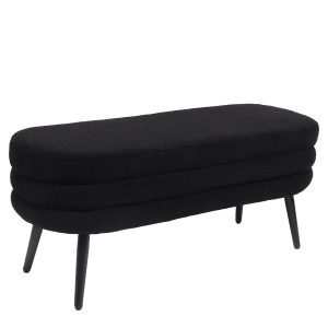 Παγκάκι Ottoman ArteLibre TONDO Μαύρο Ύφασμα Teddy/Μέταλλο 42x112x44cm