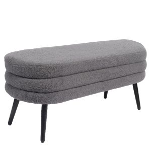 Παγκάκι Ottoman ArteLibre TONDO Γκρι Ύφασμα Teddy/Μέταλλο 42x112x44cm