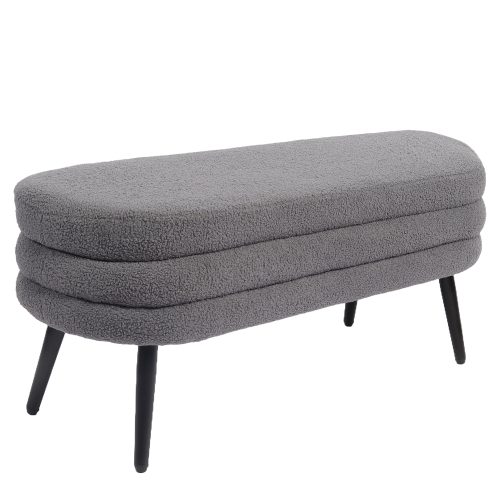 Παγκάκι Ottoman ArteLibre TONDO Γκρι Ύφασμα Teddy/Μέταλλο 42x112x44cm