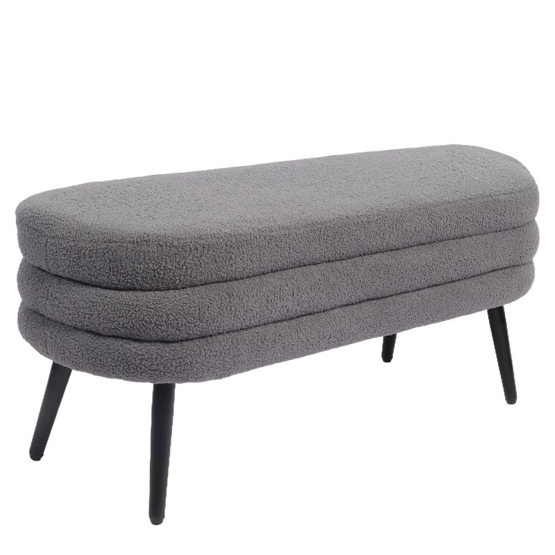 Παγκάκι Ottoman ArteLibre TONDO Γκρι Ύφασμα Teddy/Μέταλλο 42x112x44cm