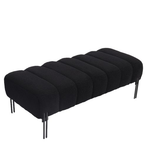 Παγκάκι Ottoman ArteLibre KUBO Μαύρο Ύφασμα Teddy/Μέταλλο 40x116.5x50cm