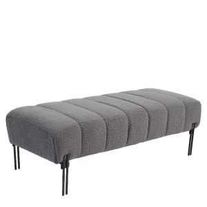 Παγκάκι Ottoman ArteLibre KUBO Γκρι Ύφασμα Teddy/Μέταλλο 40x116.5x50cm