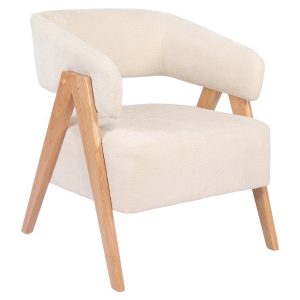 Πολυθρόνα ArteLibre BARTON Μπεζ Ύφασμα/Ξύλο 67x66x74cm