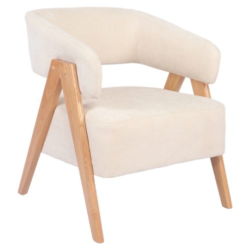 Πολυθρόνα ArteLibre BARTON Μπεζ Ύφασμα/Ξύλο 67x66x74cm