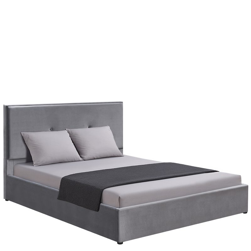 Κρεβάτι Υπέρδιπλο ArteLibre YUMA Γκρι Ύφασμα 214x1170x10cm (Στρώμα 160x200cm)