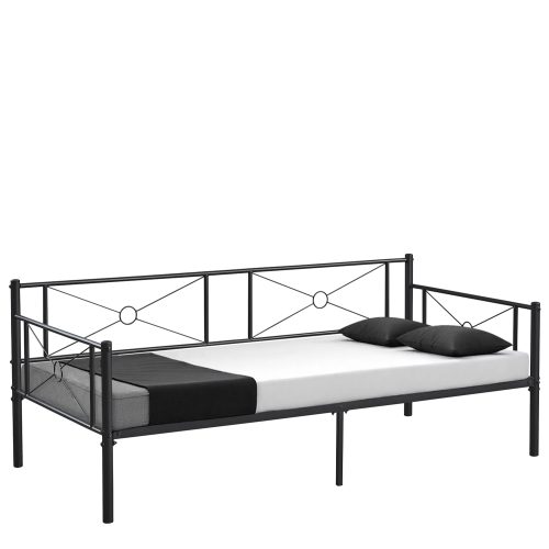 Καναπές Κρεβάτι ArteLibre CIMARRON Μαύρο Μέταλλο 197.5x96x75cm (Στρώμα 90x190cm)