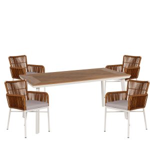 Σετ Τραπεζαρία Κήπου ArteLibre AMPIUS Μαύρο Μέταλλο/Rattan/Γυαλί Με 4 Καρέκλες 14990367