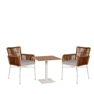 Σετ Τραπεζαρία Κήπου ArteLibre AMPIUS Μαύρο Μέταλλο/Rattan/Γυαλί Με 4 Καρέκλες 14990367