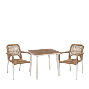 Σετ Τραπεζαρία Κήπου ArteLibre AMPIUS Μαύρο Μέταλλο/Rattan/Γυαλί Με 4 Καρέκλες 14990367