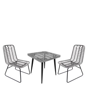 Σετ Τραπεζαρία Κήπου ArteLibre AMPIUS Μαύρο Μέταλλο/Rattan/Γυαλί Με 4 Καρέκλες 14990367