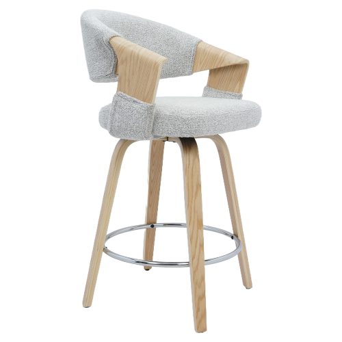 Σκαμπό Bar ArteLibre VIONARA Ανοιχτό Γκρι/Φυσικό 55x52.5x95cm