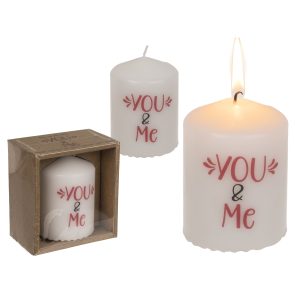 Κερί Κύλινδρος ‘You & Me’ Λευκό 6x8cm