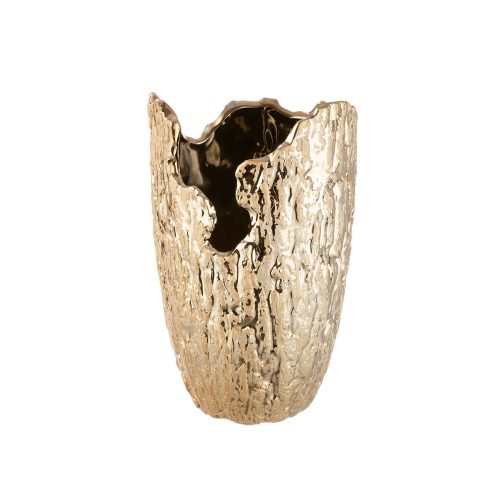 Βάζο Κωνικό 'Crepa' Κεραμικό Χρυσό 22x14cm