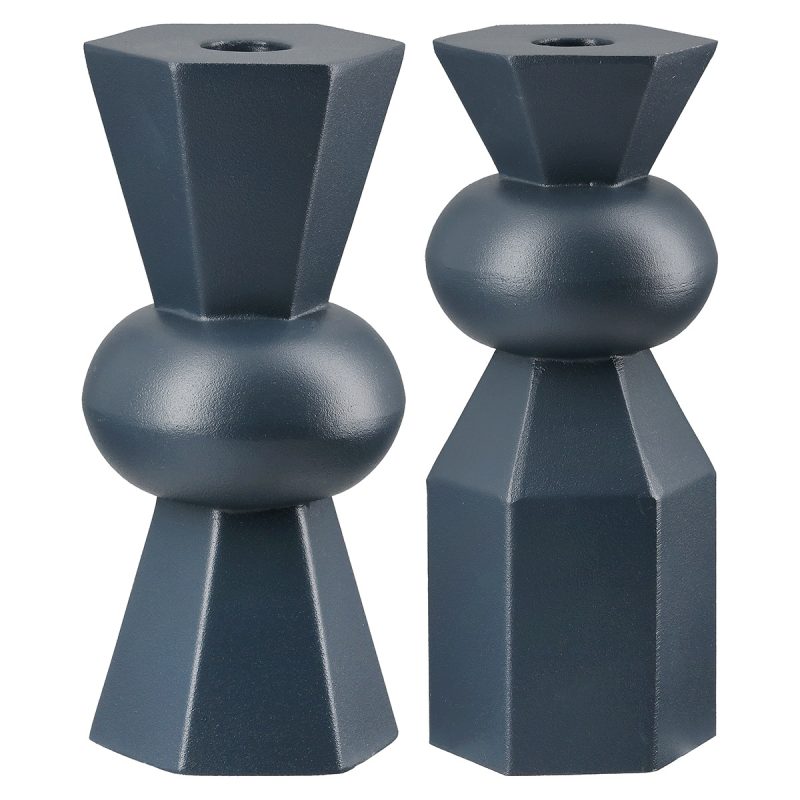 Κηροπήγιο ArteLibre Σκούρο Μπλε Μέταλλο 7x7x19cm Σε 2 Σχέδια