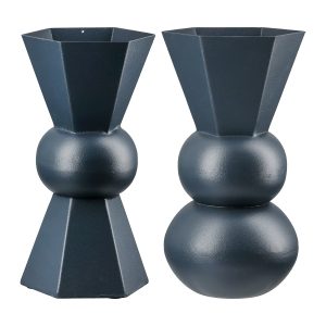 Κηροπήγιο ArteLibre Σκούρο Μπλε Μέταλλο 9x9x20cm Σε 2 Σχέδια
