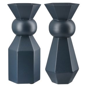 Κηροπήγιο ArteLibre Σκούρο Μπλε Μέταλλο 10x10x24cm Σε 2 Σχέδια
