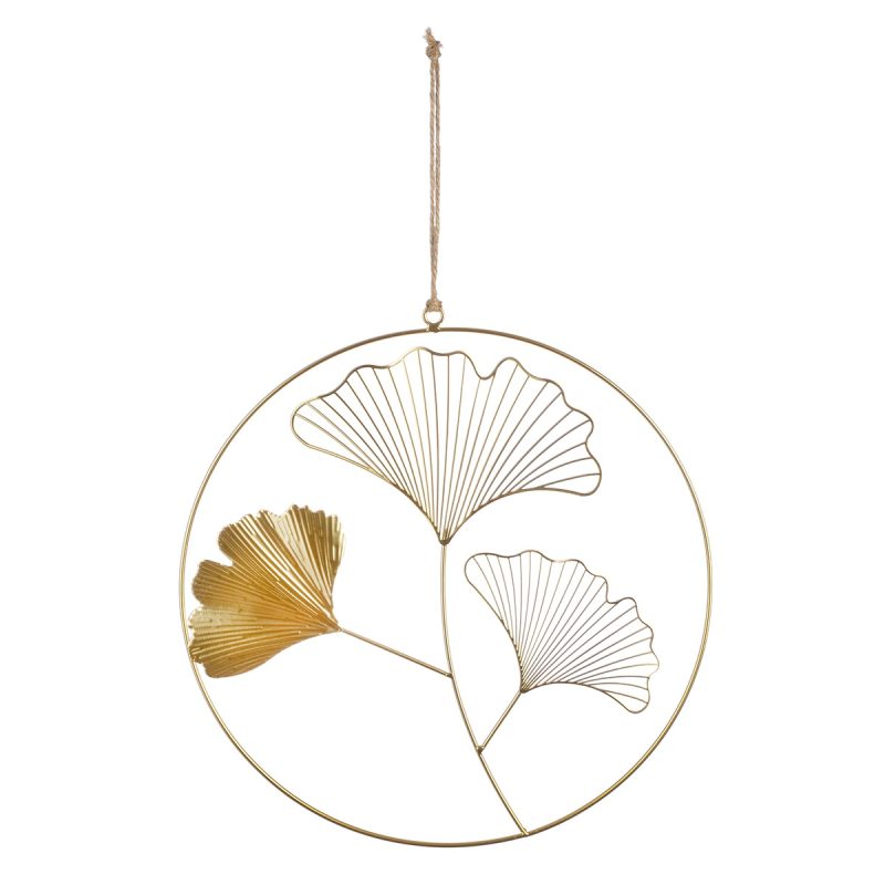 Κρεμάστρα Στρογγυλό Ginkgo Motif Μεταλλικό Χρυσό Χρώμα 34X0X49Cm 34X0X49Cm