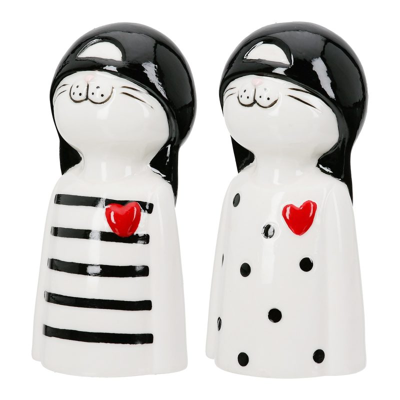 Figure Cat Porcelain White 2 Assorted 6X5X12Cm 6X5X12Cm