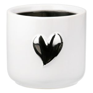 Planter Heart Motif Κεραμικό Λευκό D8X9Cm D8X9Cm