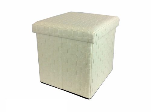 Σκαμπό Με Αποθηκευτικό Χώρο Μπεζ Δέρμα 38x38x38cm