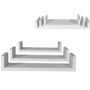 Ράφια Τοίχου Λευκό MDF 60x15.5x8cm 50x15.5x8cm 40x15.5x8cm 3Τμχ