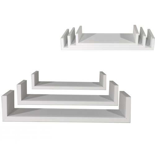 Ράφια Τοίχου Λευκό MDF 60x15.5x8cm 50x15.5x8cm 40x15.5x8cm 3Τμχ