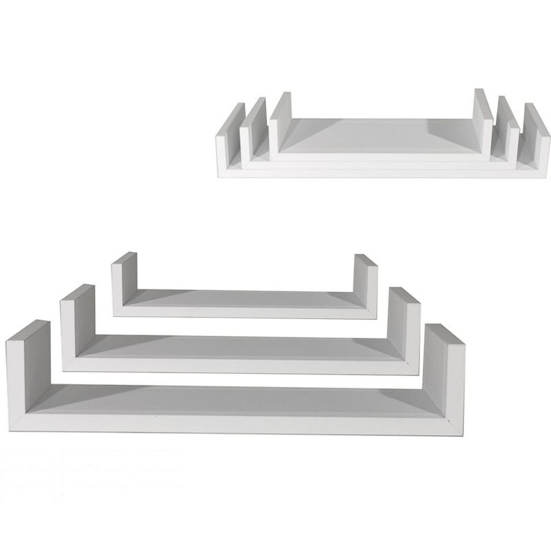 Ράφια Τοίχου Λευκό MDF 60x15.5x8cm 50x15.5x8cm 40x15.5x8cm 3Τμχ