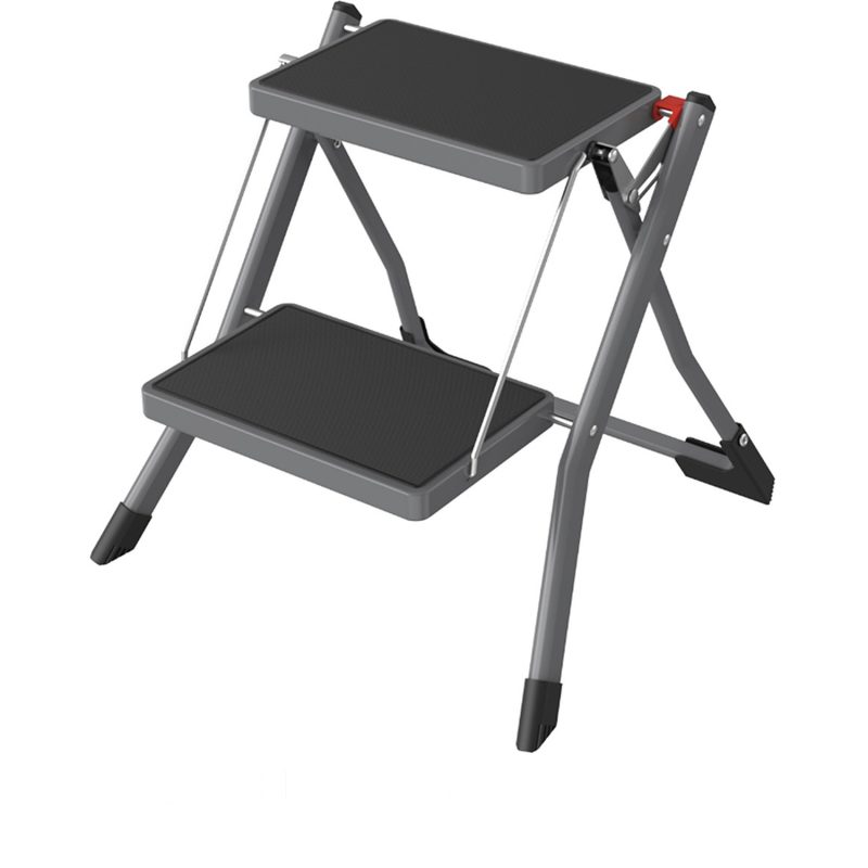 Σκαμπό Διπλής Σκάλας Γκρι Ατσάλινο 49.5x48.5x44.5cm