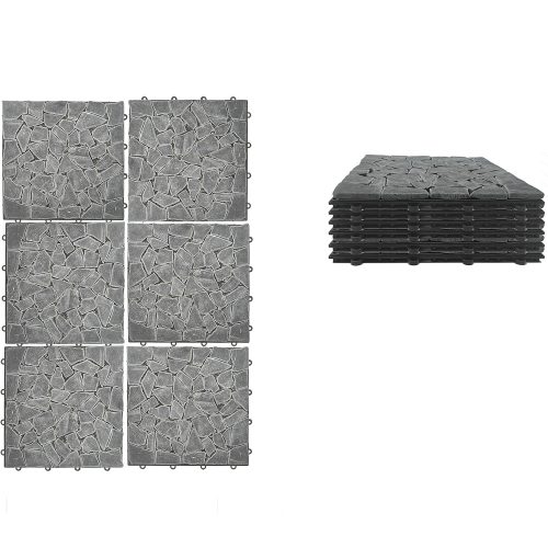 Πλακάκια Δαπέδου Μαύρο Πέτρα 30.5x30.5x2cm 6Τμχ