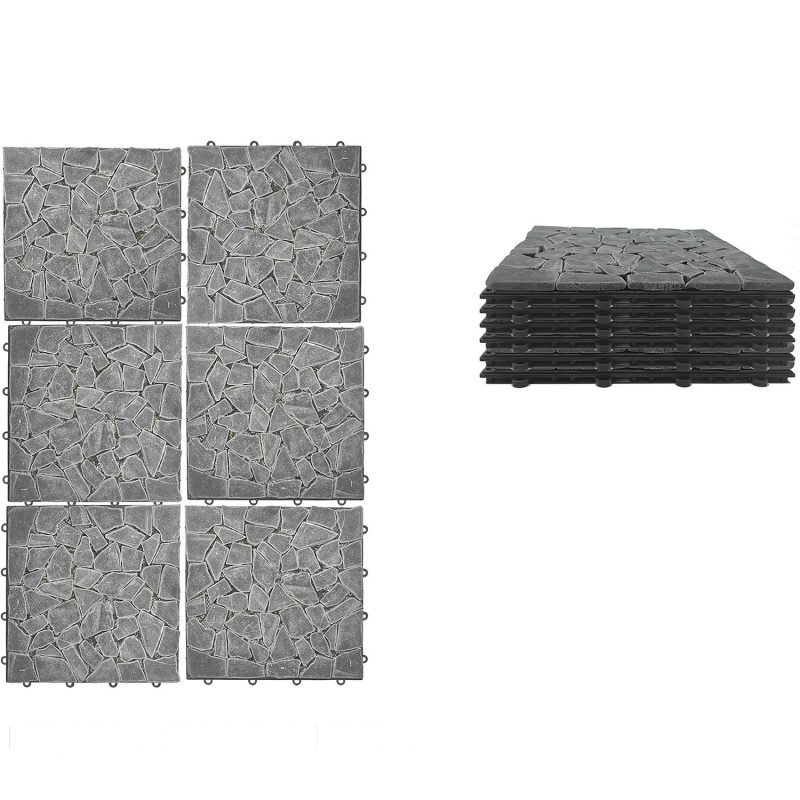 Πλακάκια Δαπέδου Μαύρο Πέτρα 30.5x30.5x2cm 6Τμχ