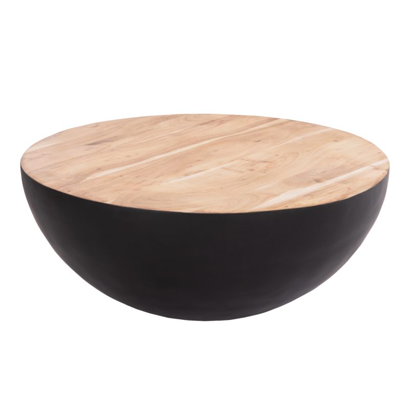 ΔΙΑΚΟΣΜΗΤΙΚΟ ΤΡΑΠΕΖΙ ΣΑΛΟΝΙΟΥ BOWL Φ90X37,5Yεκ. ΜΑΥΡΟ ΜΕ ΞΥΛΟ ΑΚΑΚΙΑΣ HM8717.21