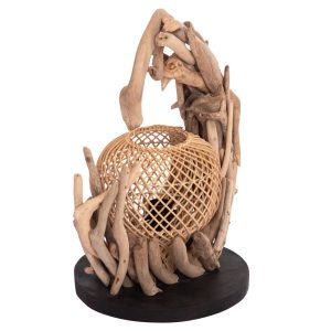 ΕΠΙΤΡΑΠΕΖΙΟ ΔΙΑΚΟΣΜΗΤΙΚΟ ΦΩΤΙΣΤΙΚΟ ASHIN HM4438 DRIFTWOOD--RATTAN 30x30x49Υεκ.