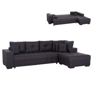 ΓΩΝΙΑΚΟΣ ΚΑΝΑΠΕΣ-ΚΡΕΒΑΤΙ ΜΕ ΑΠΟΘ.ΧΩΡΟ TRENDSTON HM3302.01R ΓΚΡΙ ΥΦΑΣΜΑ 298x177x95Υεκ