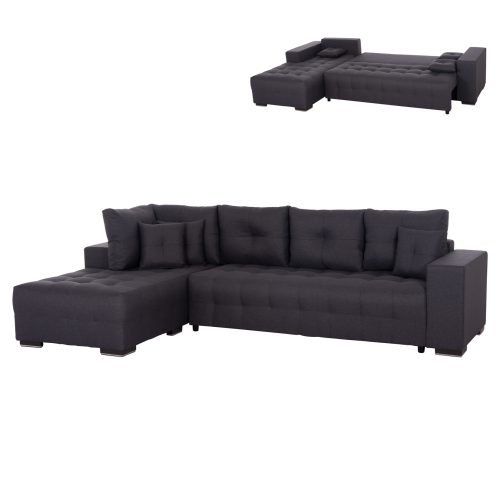 ΓΩΝΙΑΚΟΣ ΚΑΝΑΠΕΣ-ΚΡΕΒΑΤΙ ΜΕ ΑΠΟΘ.ΧΩΡΟ TRENDSTON HM3302.01L ΓΚΡΙ ΥΦΑΣΜΑ 298x177x95Υεκ