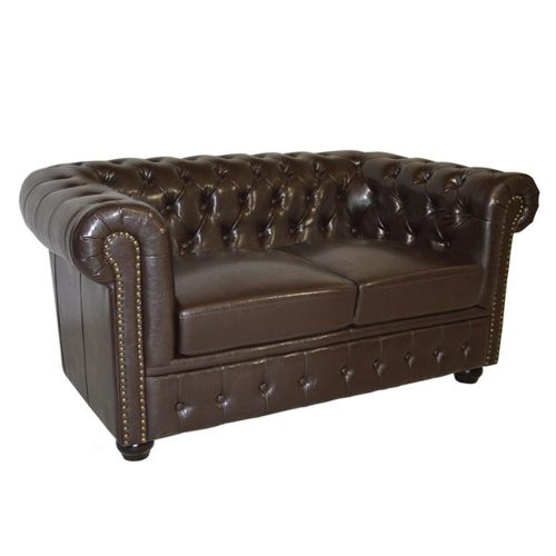 ΚΑΝΑΠΕΣ 2ΘΕΣΙΟΣ T.CHESTERFIELD HM3010.01 ΤΕΧΝΟΔΕΡΜΑ ΣΚΟΥΡΟ ΚΑΦΕ 155x90x73 εκ.