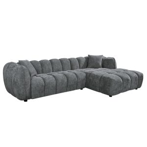 ΚΑΝΑΠΕΣ ΓΩΝΙΑ (ΔΕΞΙΑ) LYKKE HM3326.01R ΓΚΡΙ ΥΦΑΣΜΑ 280x89-165(η γωνία)x70Υεκ