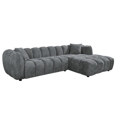 ΚΑΝΑΠΕΣ ΓΩΝΙΑ (ΔΕΞΙΑ) LYKKE HM3326.01R ΓΚΡΙ ΥΦΑΣΜΑ 280x89-165(η γωνία)x70Υεκ