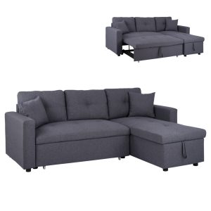 ΚΑΝΑΠΕΣ ΓΩΝΙΑ ΚΡΕΒΑΤΙ WAYNE 224x147x85Υεκ. HM3028.11 ΓΚΡΙ ΥΦΑΣΜΑ