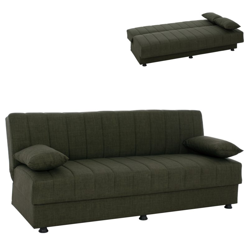 ΚΑΝΑΠΕΣ ΚΡΕΒΑΤΙ ANDRI ΤΡΙΘΕΣΙΟΣ DARK OLIVE HM3239.05 180x72x77 εκ.