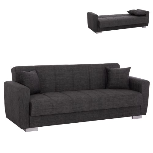 ΚΑΝΑΠΕΣ ΚΡΕΒΑΤΙ POLYA ΤΡΙΘΕΣΙΟΣ HM3240.03 ΓΚΡΙ 215x85x76Υ εκ.