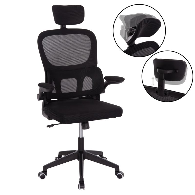 ΚΑΡΕΚΛΑ ΓΡΑΦΕΙΟΥ BASTON HM18236.01 ΜΑΥΡΟ MESH & PP ΣΚΕΛΕΤΟΣ 64x60x117-127Υεκ.
