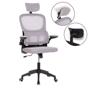 ΚΑΡΕΚΛΑ ΓΡΑΦΕΙΟΥ BASTON HM18236.02 ΓΚΡΙ MESH & ΜΑΥΡΟ PP ΣΚΕΛΕΤΟΣ 64x60x127Υεκ.