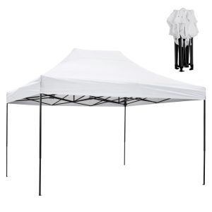 ΚΙΟΣΚΙ/GAZEBO MATTHEW HM6311 ΠΤΥΣΣΟΜΕΝΟ-ΣΚΕΛΕΤΟΣ ΜΕΤΑΛ.ΜΑΥΡΟΣ-ΛΕΥΚΟ ΥΦΑΣΜΑ 3x4,5x3,10Yμ