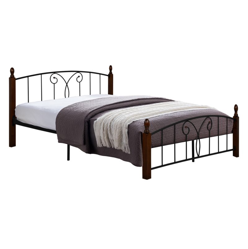 ΚΡΕΒΑΤΙ ΔΙΠΛΟ SUZIE HM585 ΓΙΑ ΣΤΡΩΜΑ 150x200 εκ. ΜΕΤΑΛΛΟ RUBBERWOOD